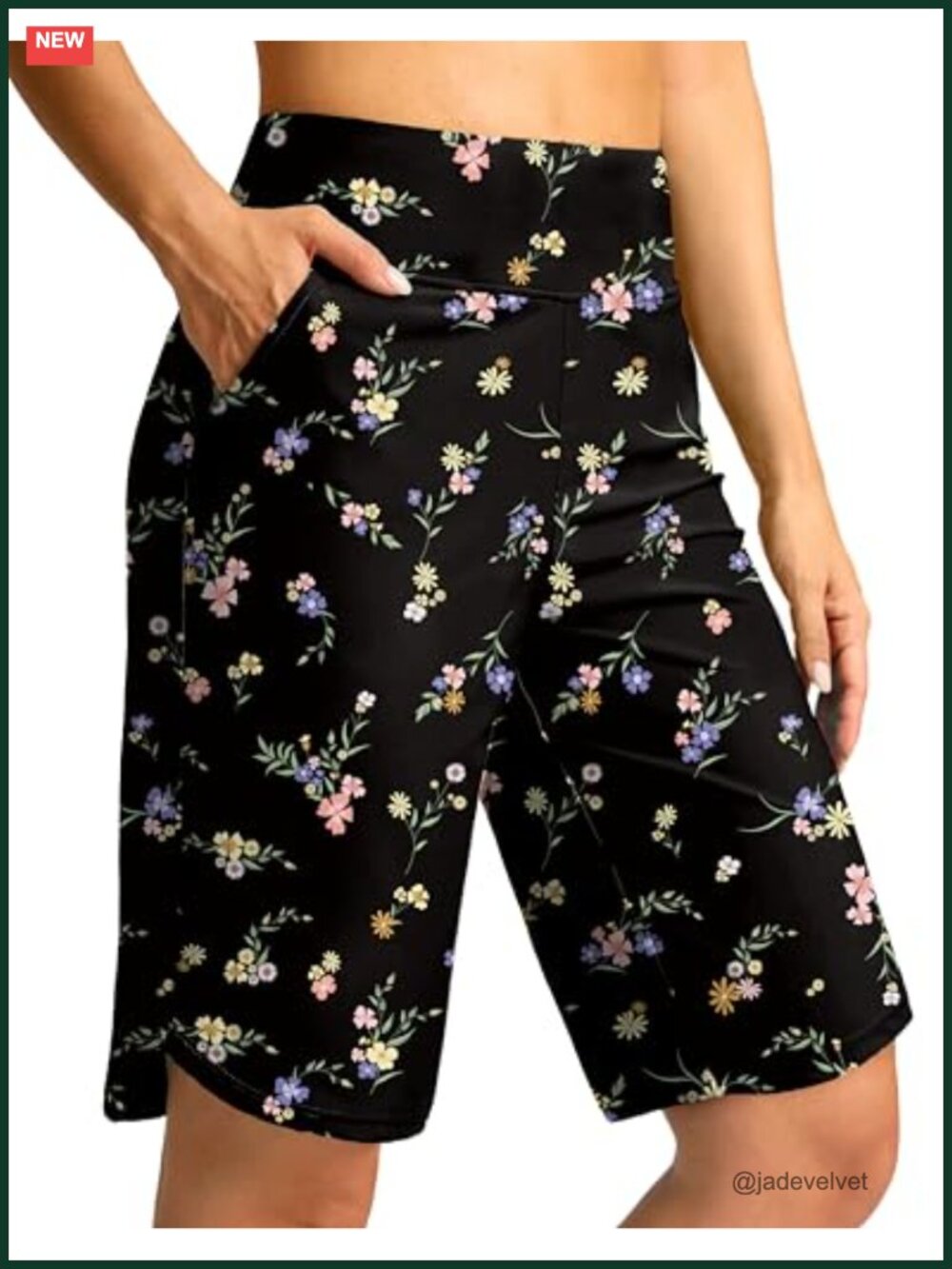 Women's 11" Knee Length Swim Board Shorts with Pockets UPF 50+